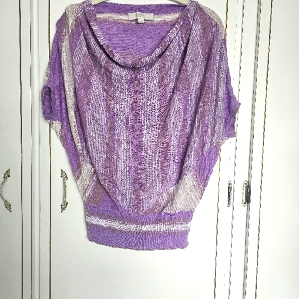 Loft Purple and Cream Women's Sweater